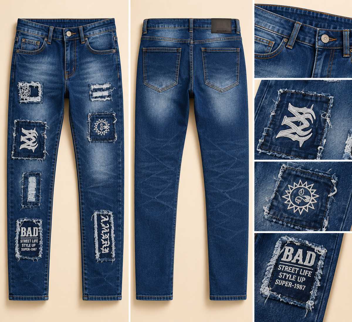 Men's Blue Distressed Denim Jeans – Delina Market