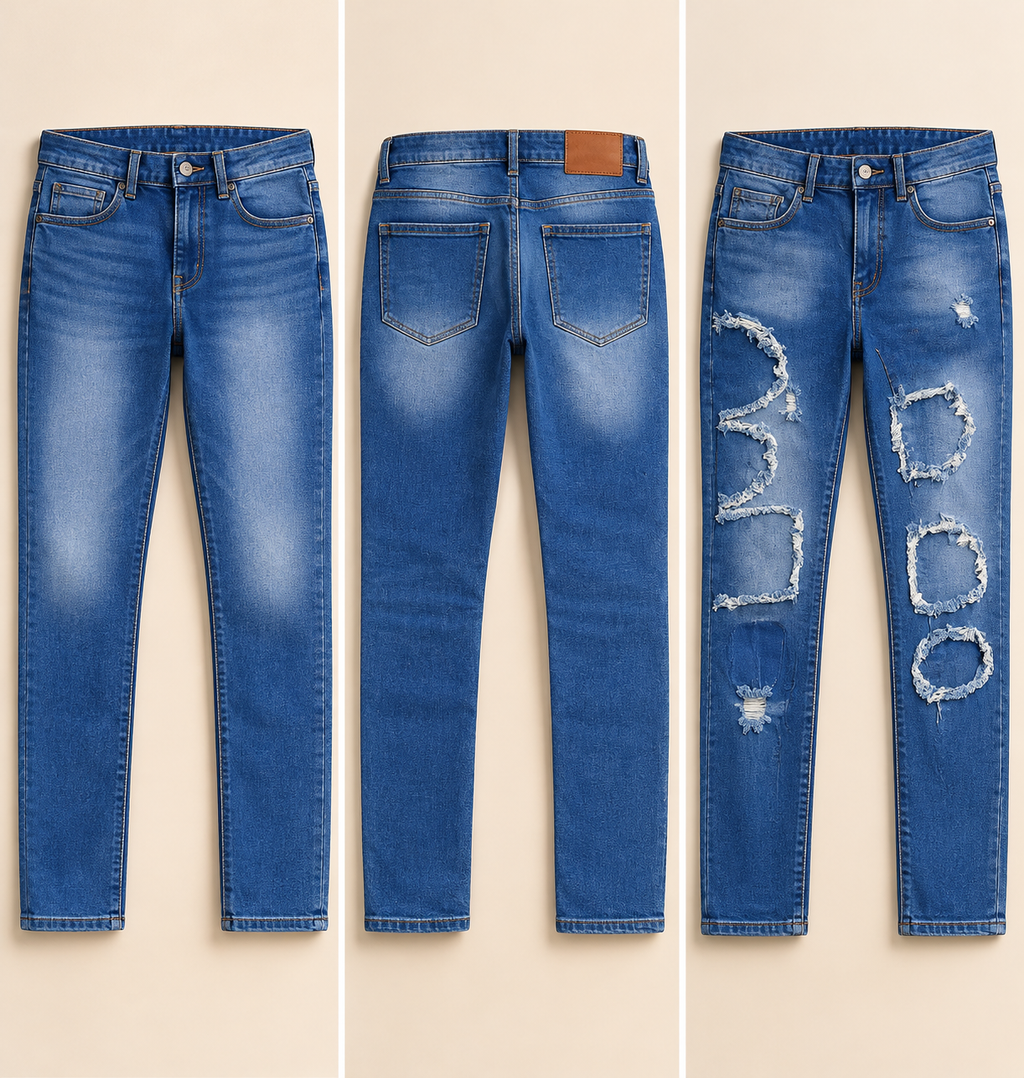 Men's Blue Distressed Denim Jeans – Delina Market